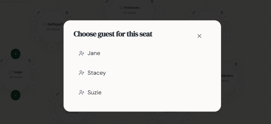ReadySetWed guest assignment panel